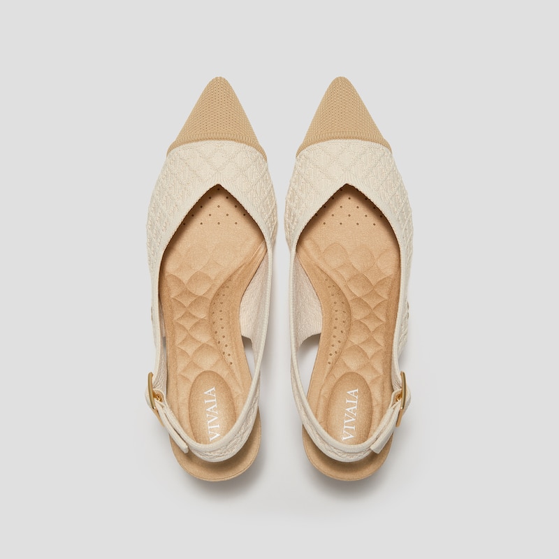 Pointed-Toe Slingback Heels (Addison), Yellow Apricot Quilt, EU39 | VIVAIA