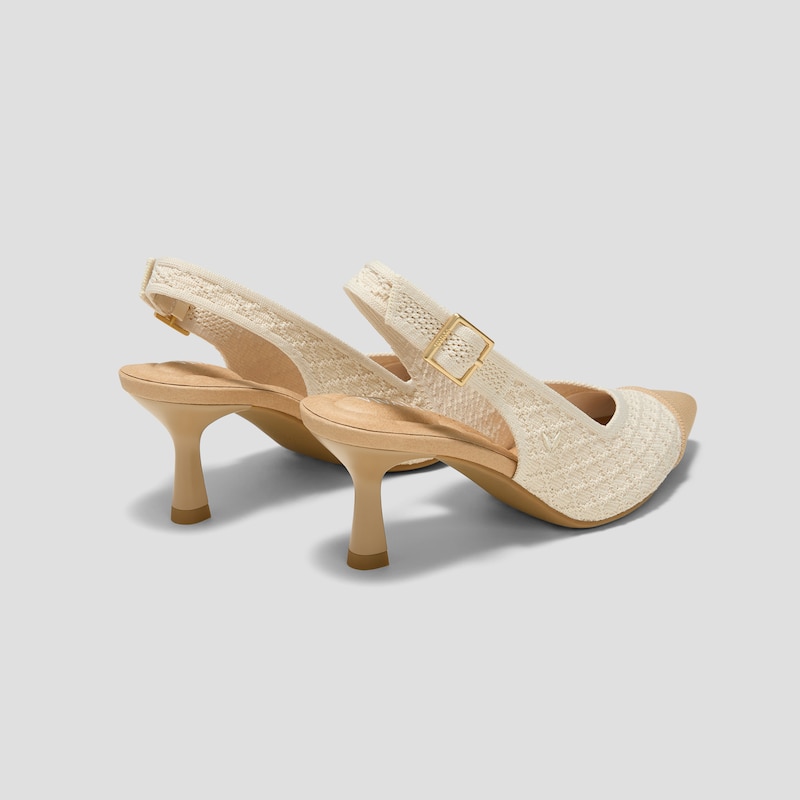 Pointed-Toe Slingback Heels (Addison), Yellow Apricot Quilt, EU39 | VIVAIA