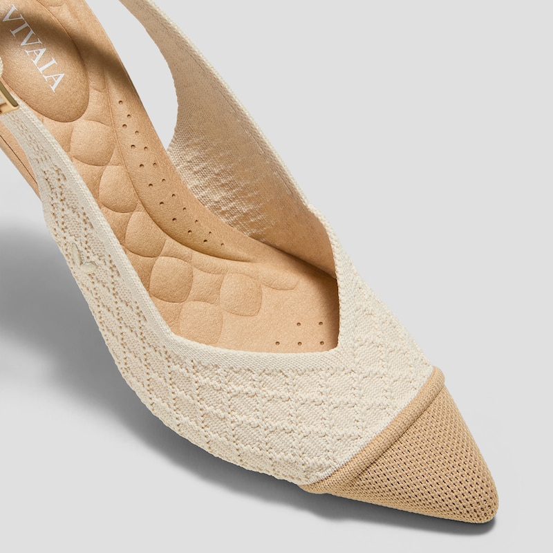 Pointed-Toe Slingback Heels (Addison), Yellow Apricot Quilt, EU39 | VIVAIA