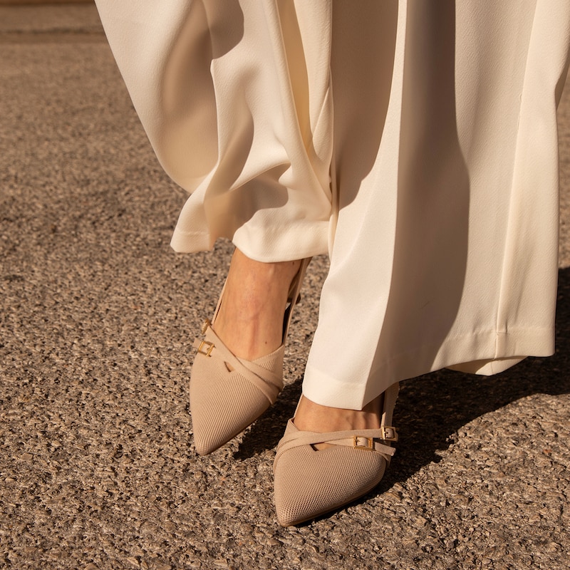 PointEase™ Slingback Heels (Adela), ALMOND, EU39.5 | VIVAIA