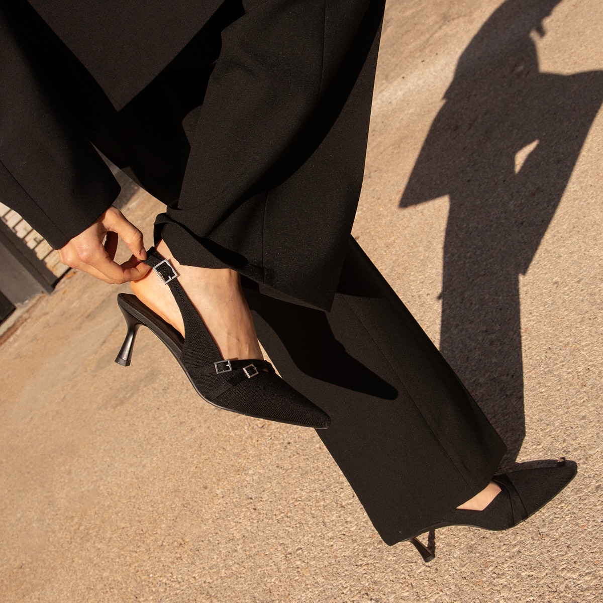 PointEase™ Slingback Heels (Adela), Black, EU35 | VIVAIA