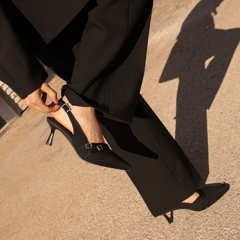 PointEase™ Slingback Heels (Adela), Black, EU38.5 | VIVAIA