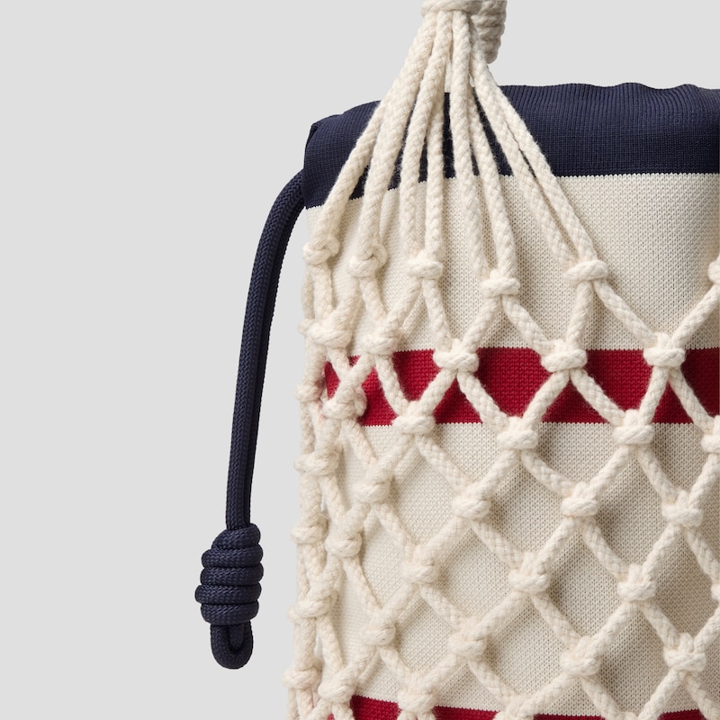 Cotton Rope Net Tote (Anila), CREAM IVORY & NAVY, one-size | VIVAIA