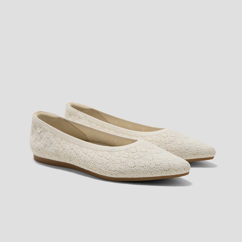 Pointed-Toe Ballet Flats (Aria 5°), PALE APRICOT FLORAL, EU40.5 | VIVAIA