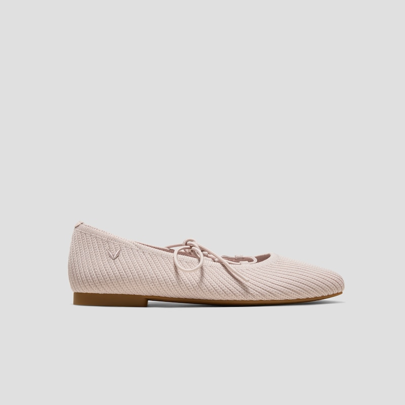 Square-Toe Lace-Up Mary Janes (Miley), BALLET BLUSH FRENCH STRIPE, EU37 | VIVAIA