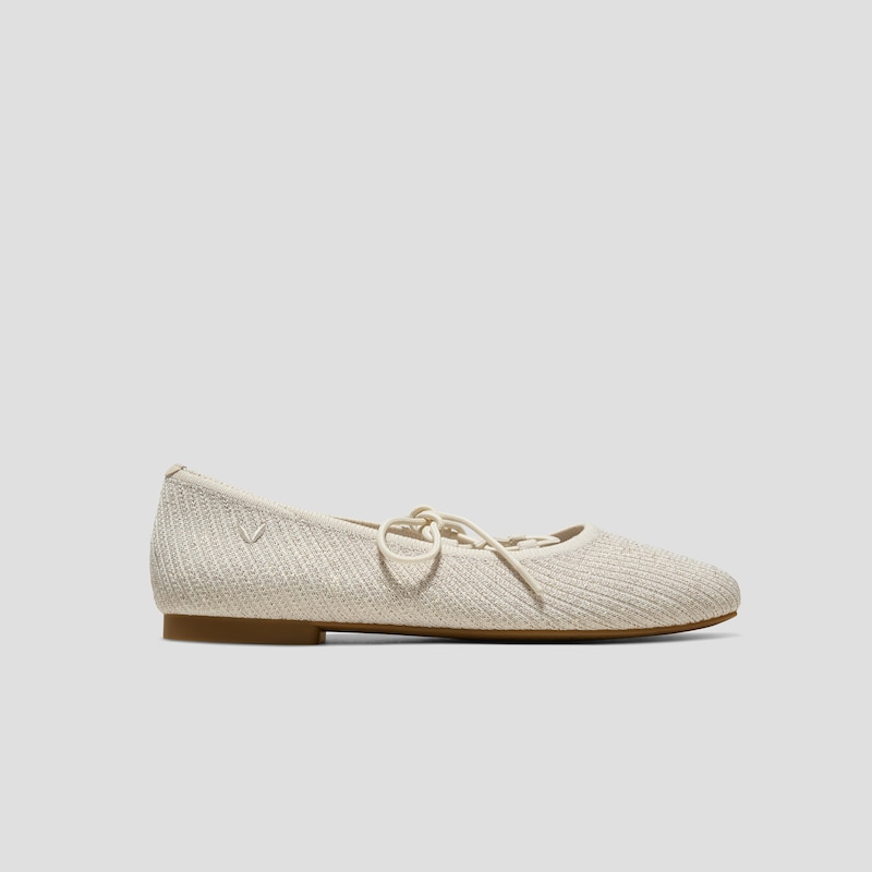 Square-Toe Lace-Up Mary Janes (Miley), GOLDEN PALE APRICOT FRENCH STRIPE, EU37 | VIVAIA