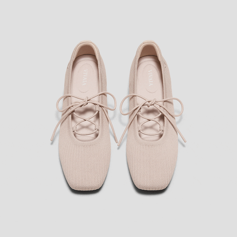 Square-Toe Lace-Up Mary Janes (Miley), BALLET BLUSH FRENCH STRIPE, EU37 | VIVAIA