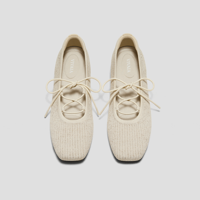 Square-Toe Lace-Up Mary Janes (Miley), GOLDEN PALE APRICOT FRENCH STRIPE, EU37 | VIVAIA