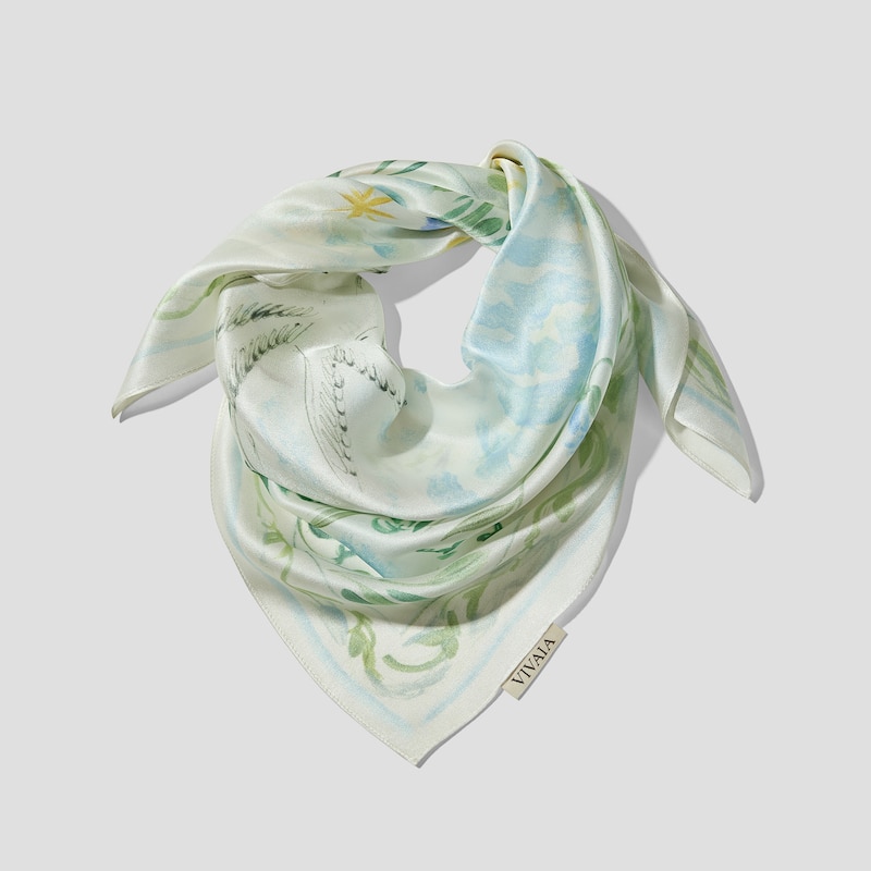 Silk Scarf (Alizee), CREAM-FRENCH FLORAL PRINT, one-size | VIVAIA