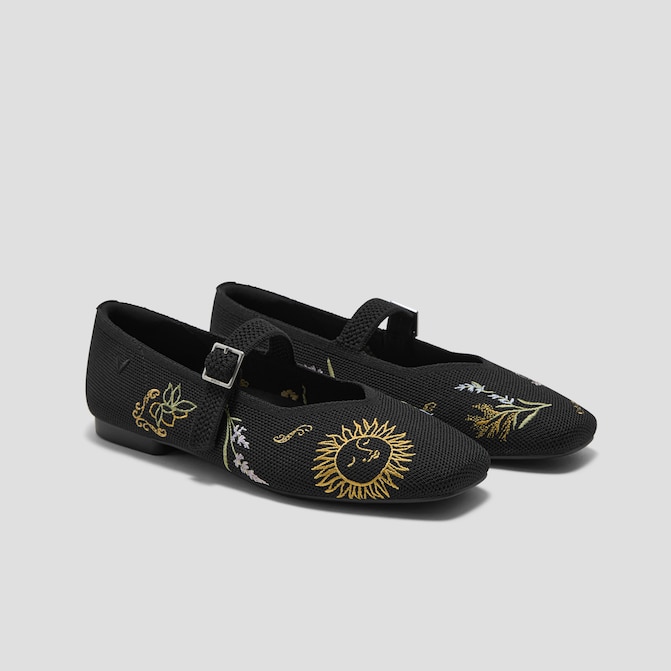 Margot™ Mary Jane in Black French Floral Embroidery
