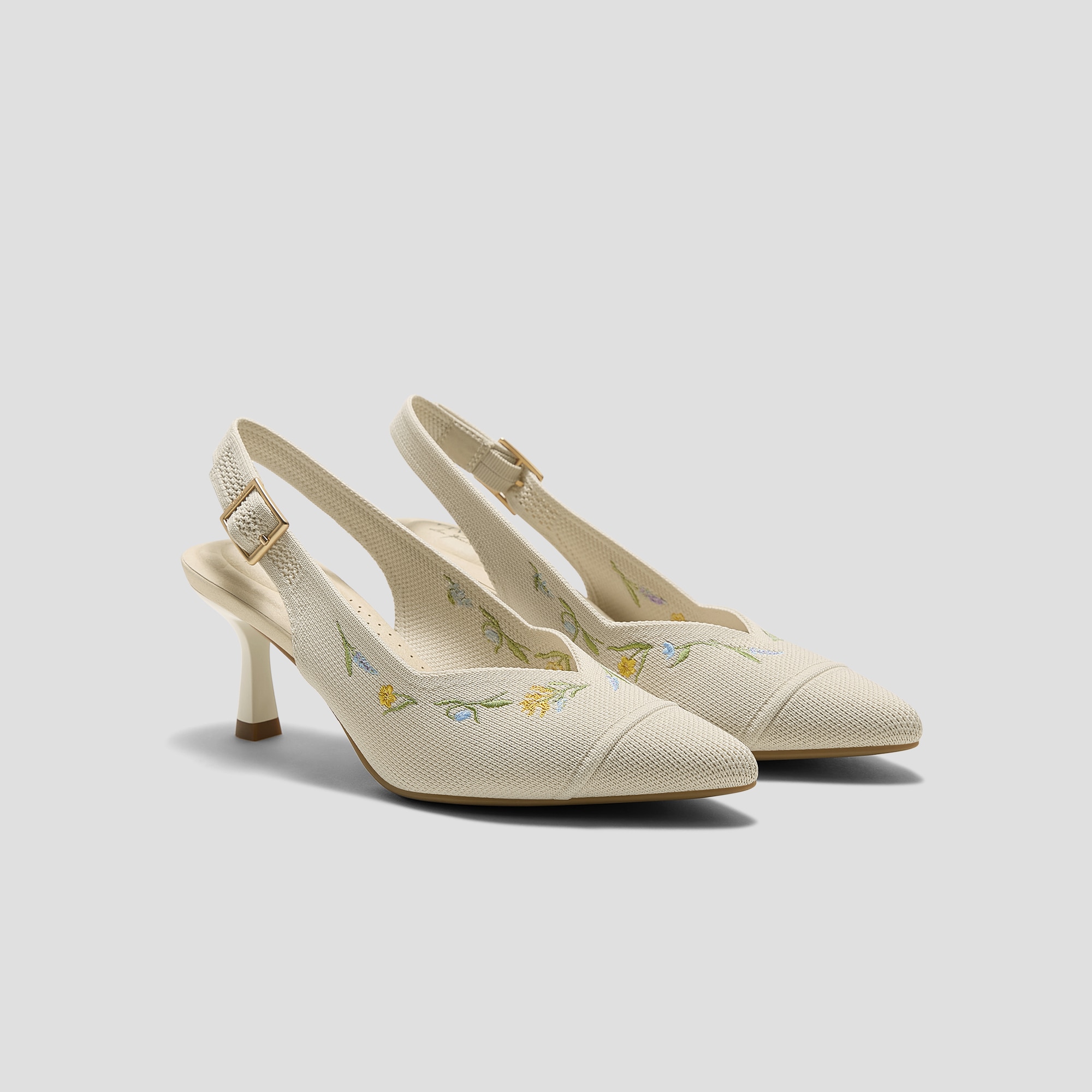 Healing Garden | Pointed-Toe Slingback Heels (Addison), PALE
