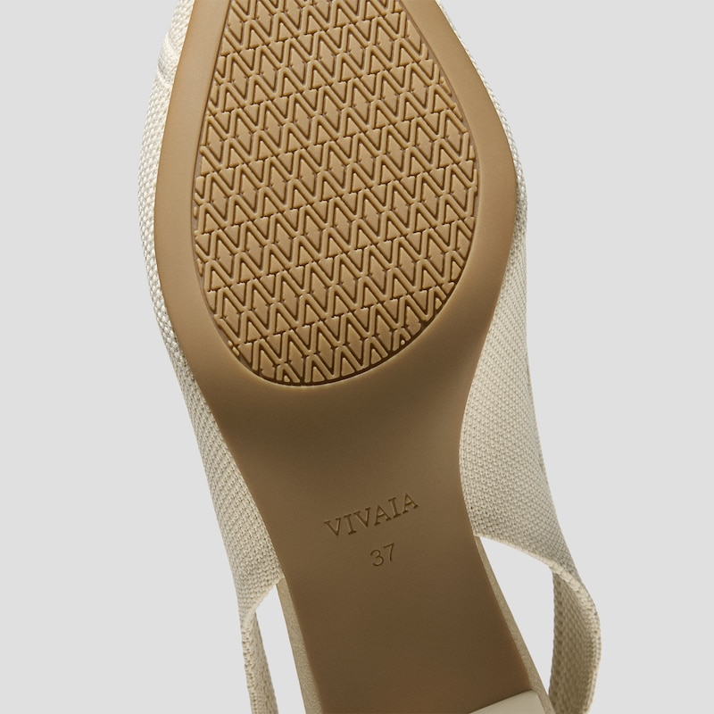 Healing Garden | Pointed-Toe Slingback Heels (Addison), PALE APRICOT FRENCH FLORAL Embroidery, EU38 | VIVAIA