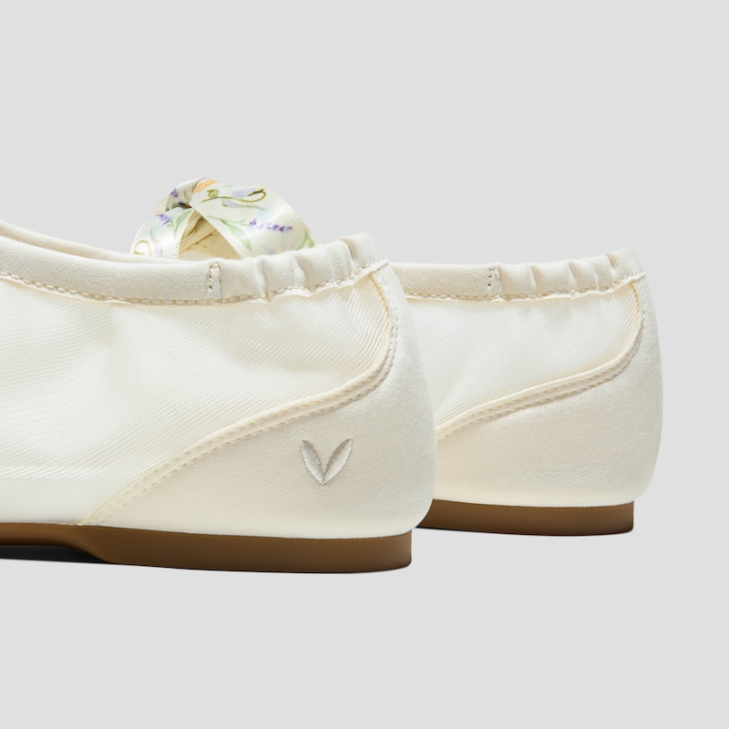 Healing Garden | Square-Toe Organza Sneakerinas (Ciara), CREAM-FRENCH FLORAL Embroidery, EU35 | VIVAIA