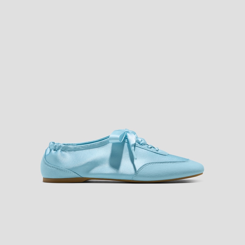 Square-Toe Lace-Up Satin Sneakerina (Cristina), DREAM BLUE, EU35 | VIVAIA