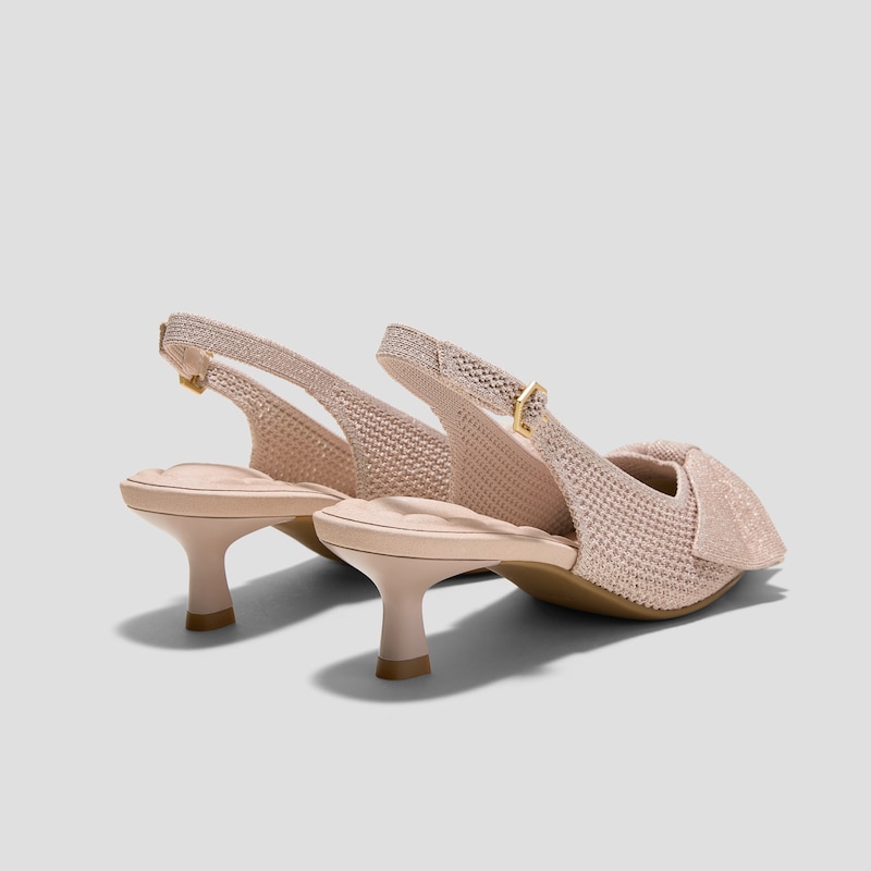 PointEase™ Bow Slingback Heels (Sanna), ROSE GOLD FISHNET, EU39 | VIVAIA