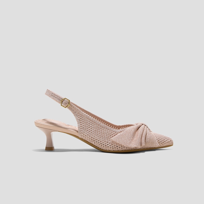 PointEase™ Bow Slingback Heels (Sanna), ROSE GOLD FISHNET, EU39 | VIVAIA