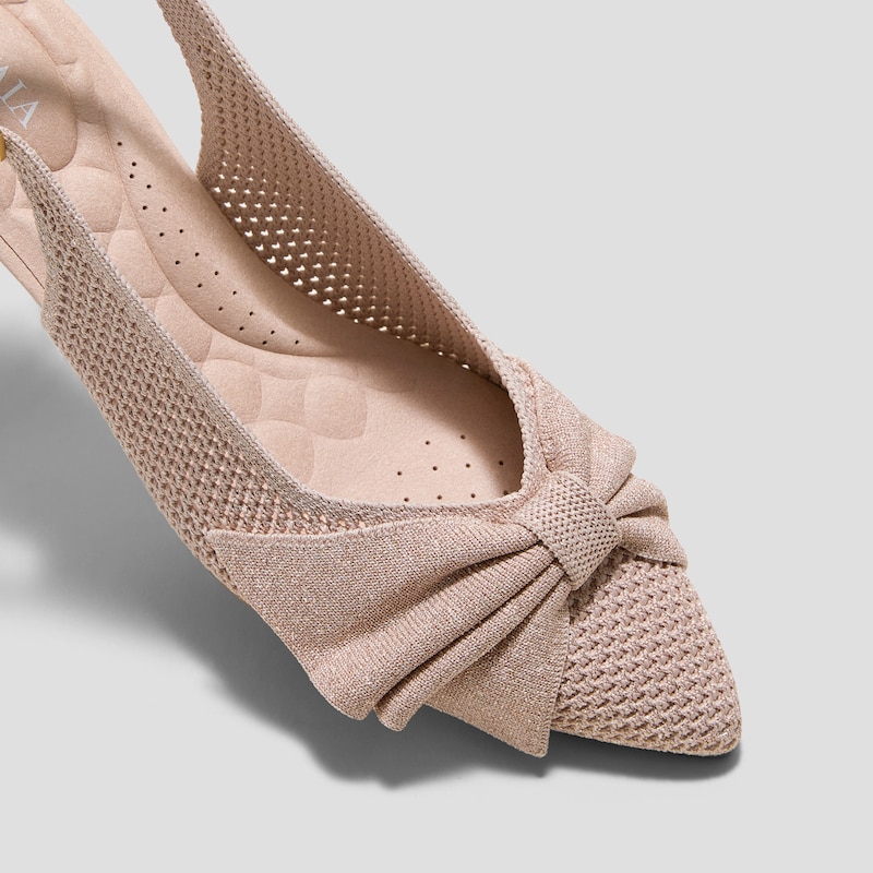 PointEase™ Bow Slingback Heels (Sanna), ROSE GOLD FISHNET, EU39 | VIVAIA
