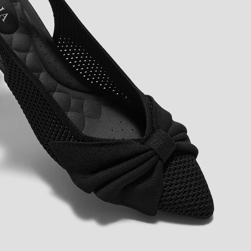 PointEase™ Bow Slingback Heels (Sanna), BLACK FISHNET, EU35 | VIVAIA