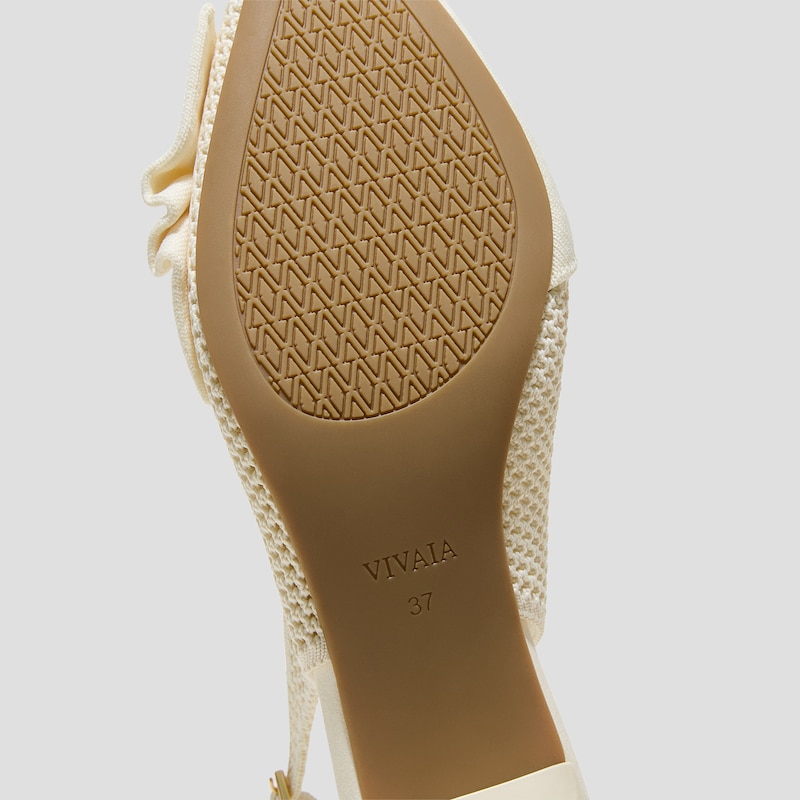 PointEase™ Bow Slingback Heels (Sanna), CREAM FISHNET, EU35 | VIVAIA