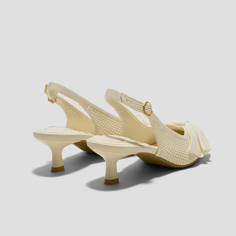 PointEase™ Bow Slingback Heels (Sanna), CREAM FISHNET, EU35 | VIVAIA