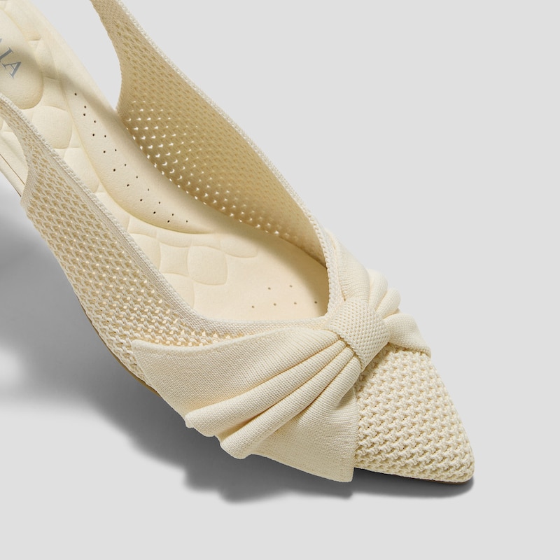 PointEase™ Bow Slingback Heels (Sanna), CREAM FISHNET, EU35 | VIVAIA