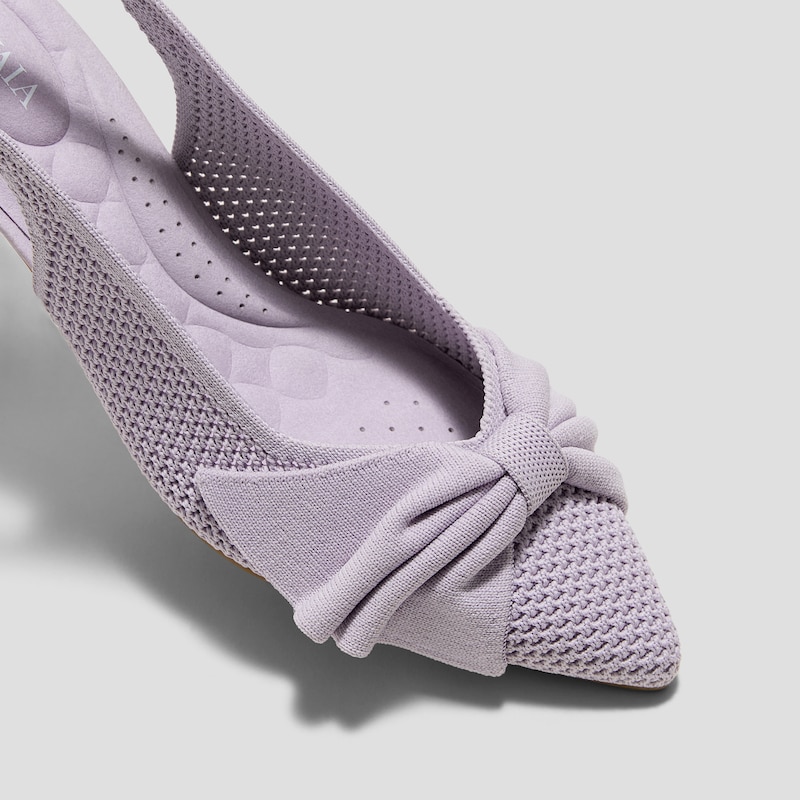 PointEase™ Bow Slingback Heels (Sanna), LIGHT VIOLET FISHNET, EU35 | VIVAIA