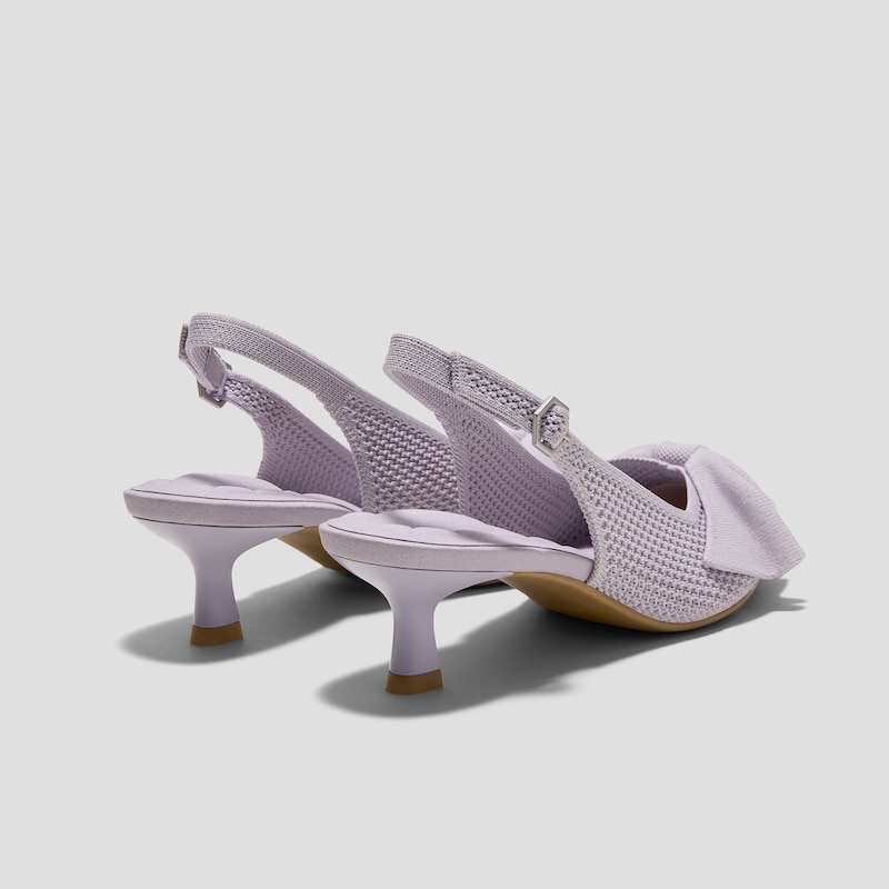 PointEase™ Bow Slingback Heels (Sanna), LIGHT VIOLET FISHNET, EU35 | VIVAIA