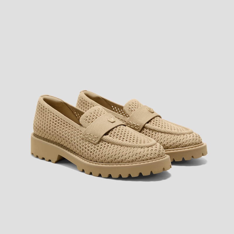 Round-Toe Platform Chunky Heel Loafers (Francesca), NUDE PEACH MESH, EU35 | VIVAIA