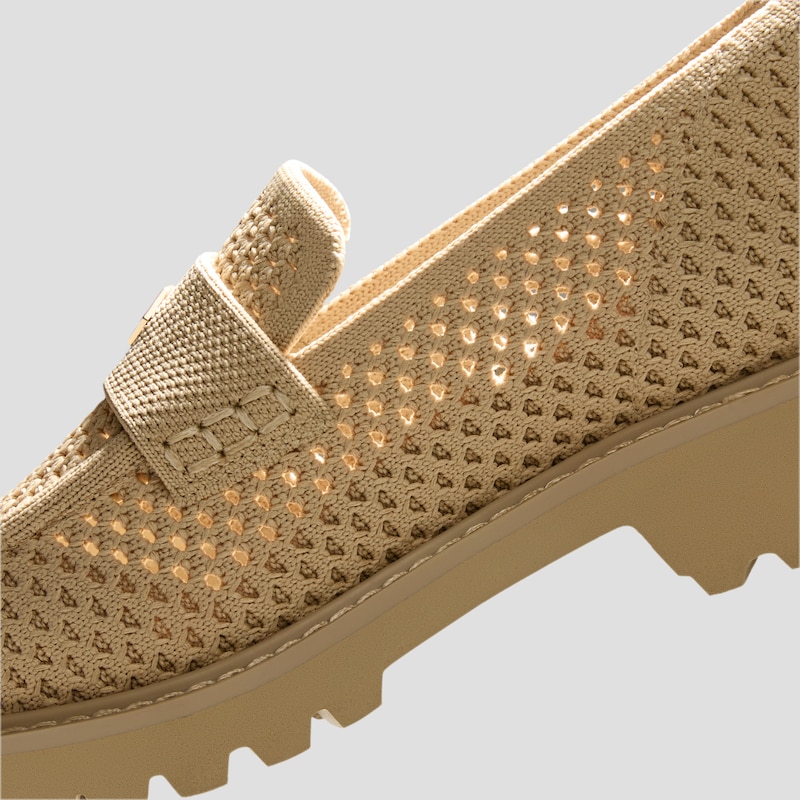 Round-Toe Platform Chunky Heel Loafers (Francesca), NUDE PEACH MESH, EU35 | VIVAIA