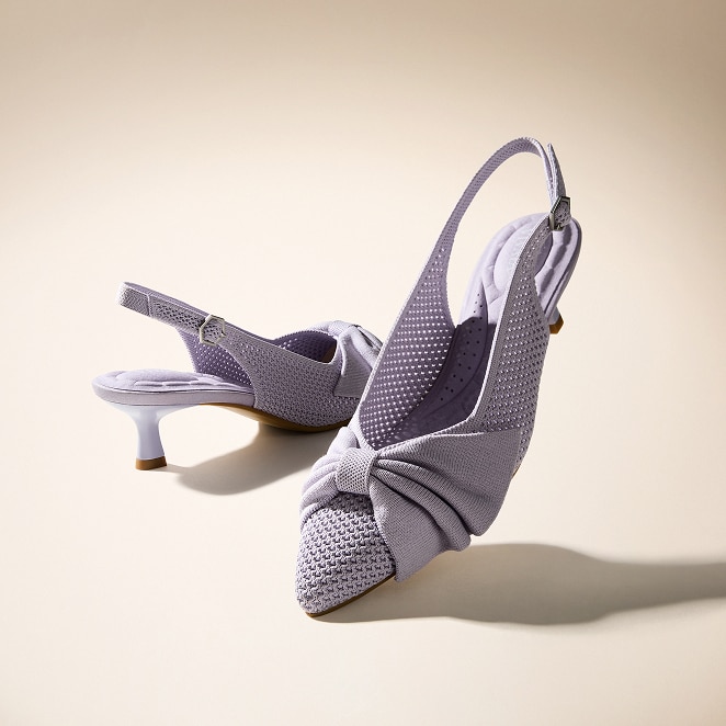 PointEase™ Bow Slingback Heels (Sanna), LIGHT VIOLET FISHNET, EU35