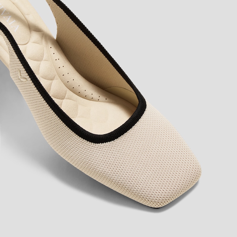 Margot™ Slingback Heels (Mikko), CREAM IVORY & BLACK, EU35 | VIVAIA