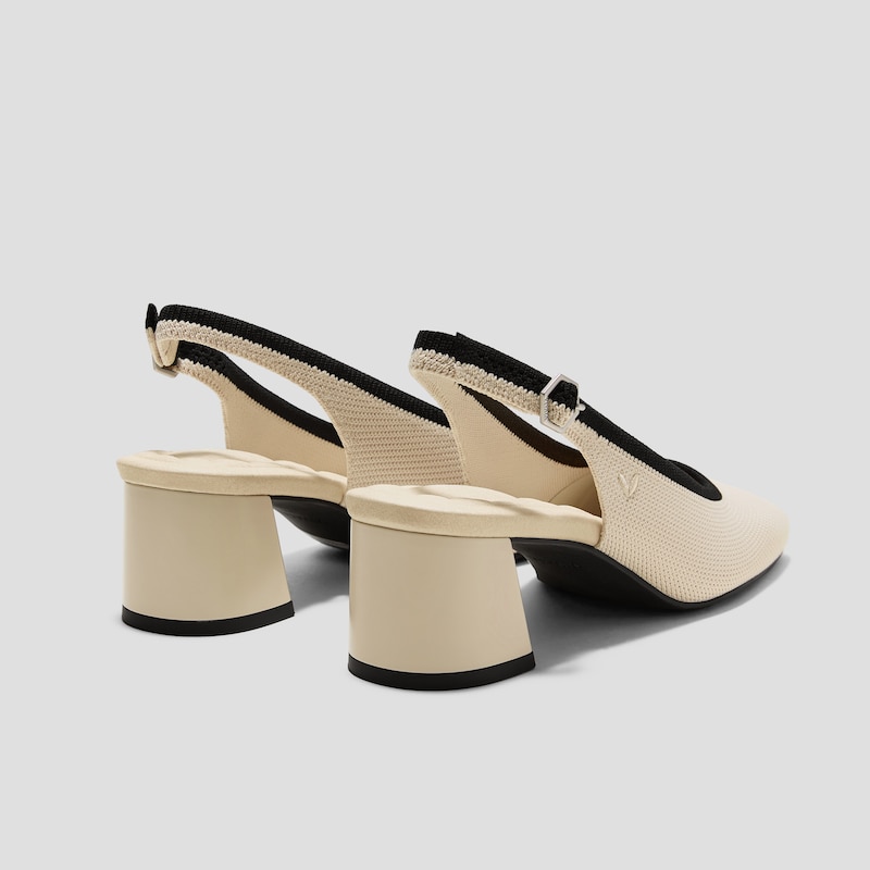 Margot™ Slingback Heels (Mikko), CREAM IVORY & BLACK, EU35 | VIVAIA