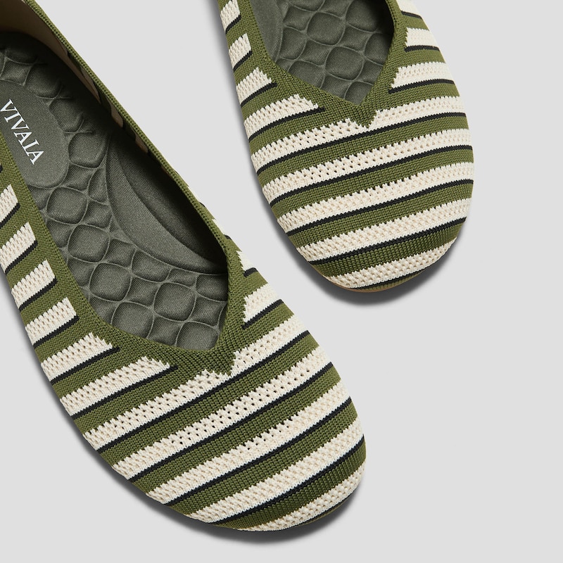 Wide Toe Box Flats (Tila), PALE APRICOT & OLIVE INTERLOCKING, EU39 | VIVAIA