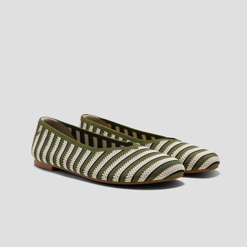 Wide Toe Box Flats (Tila), PALE APRICOT & OLIVE INTERLOCKING, EU39 | VIVAIA