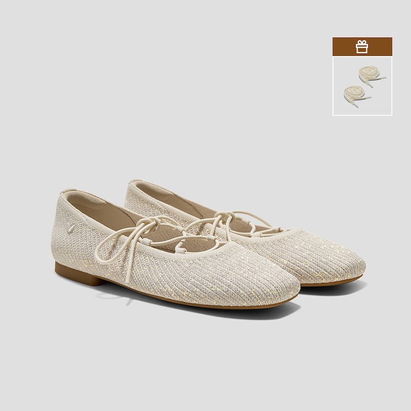 Square-Toe Lace-Up Mary Janes (Miley), GOLDEN PALE APRICOT FRENCH STRIPE, EU39 | VIVAIA