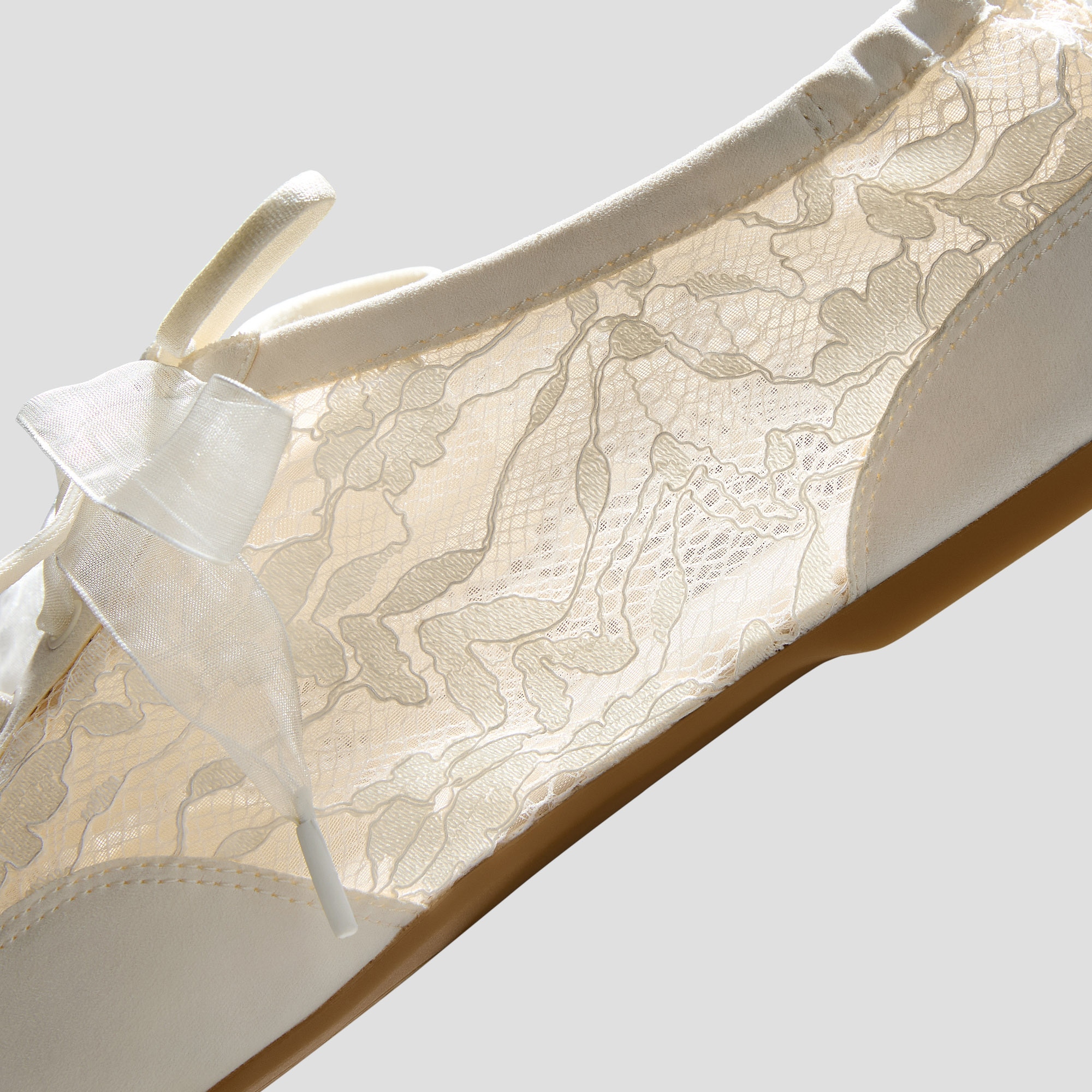 Square-Toe Lace-Up Sneakerinas (Cristina), CREAM LACE, EU35 | VIVAIA