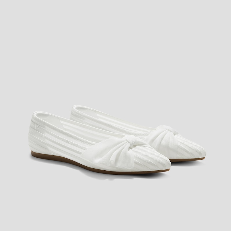 Pointed-Toe Bow Flats (Azura), WHITE  SHEER STRIPE, EU35 | VIVAIA