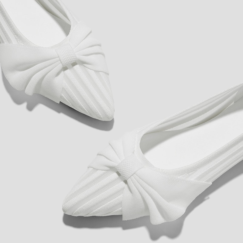 Pointed-Toe Bow Flats (Azura), WHITE  SHEER STRIPE, EU35 | VIVAIA
