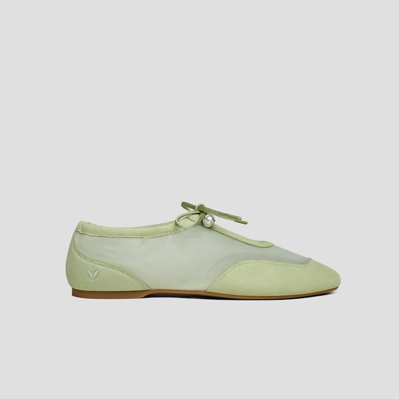 Square-Toe Organza Sneakerinas (Ciara), Matcha, EU35 | VIVAIA