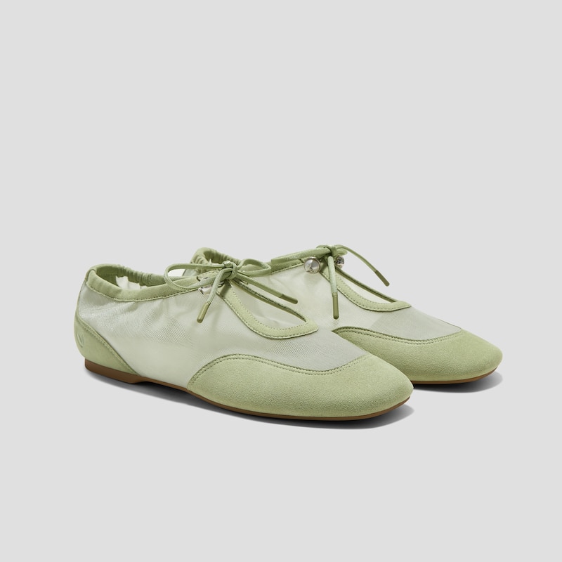 Square-Toe Organza Sneakerinas (Ciara), Matcha, EU35 | VIVAIA