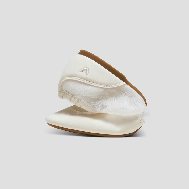 Square-Toe Organza Sneakerinas (Ciara), Cream, EU35 | VIVAIA