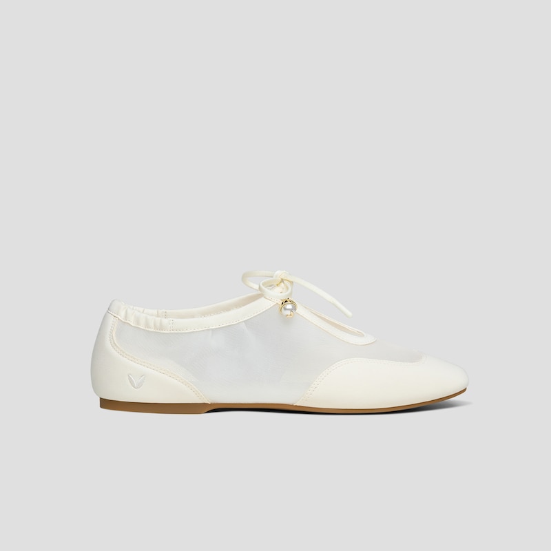 Square-Toe Organza Sneakerinas (Ciara), Cream, EU35 | VIVAIA