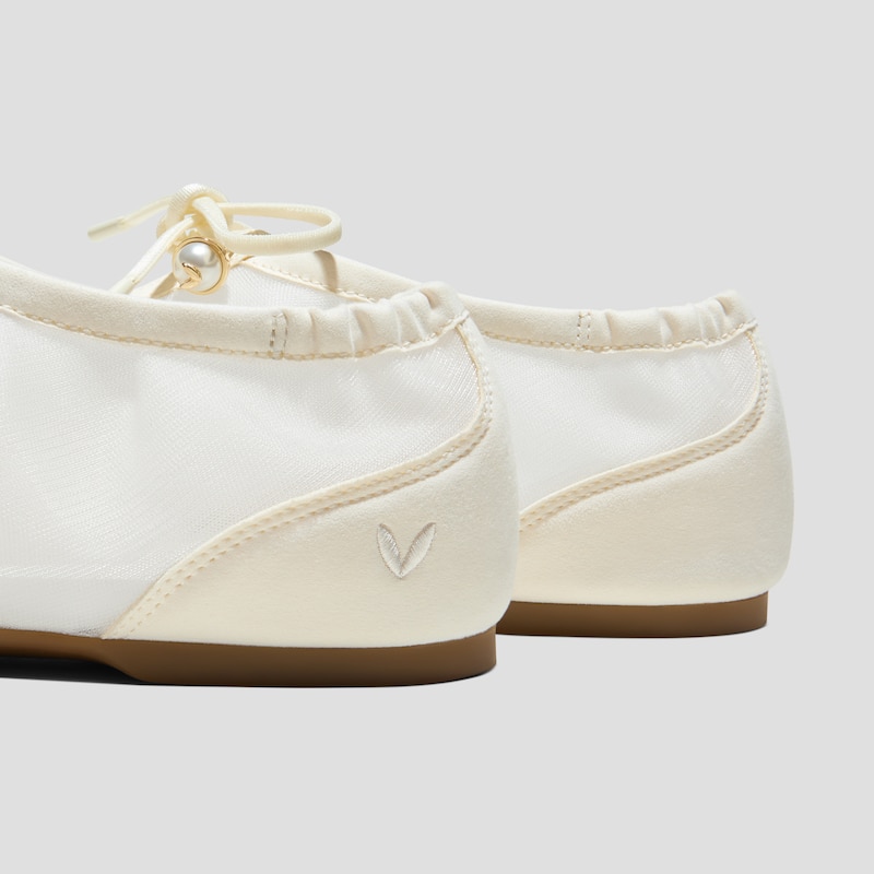 Square-Toe Organza Sneakerinas (Ciara), Cream, EU35 | VIVAIA