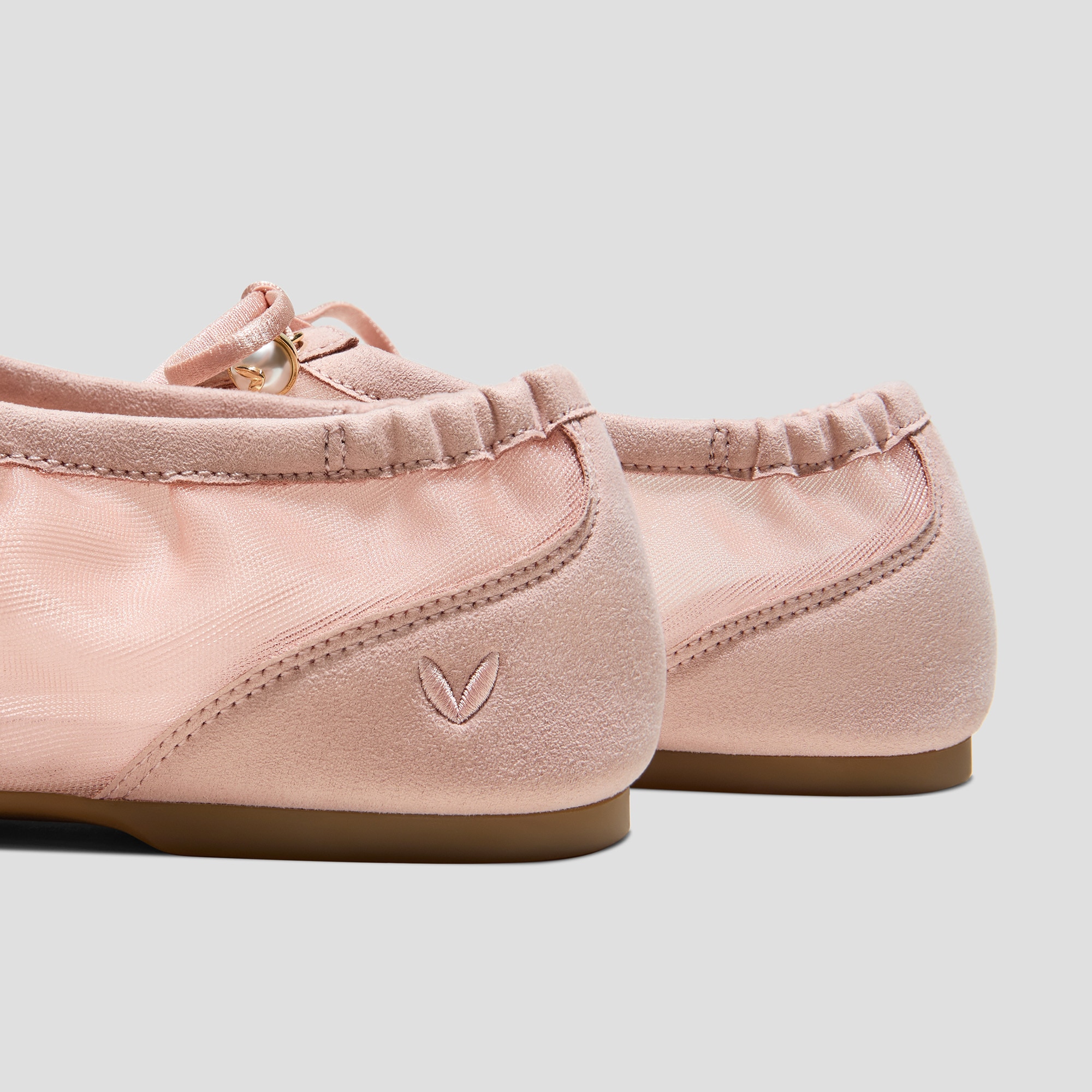 Square-Toe Organza Sneakerinas (Ciara), Peach Blush, EU35.5 | VIVAIA