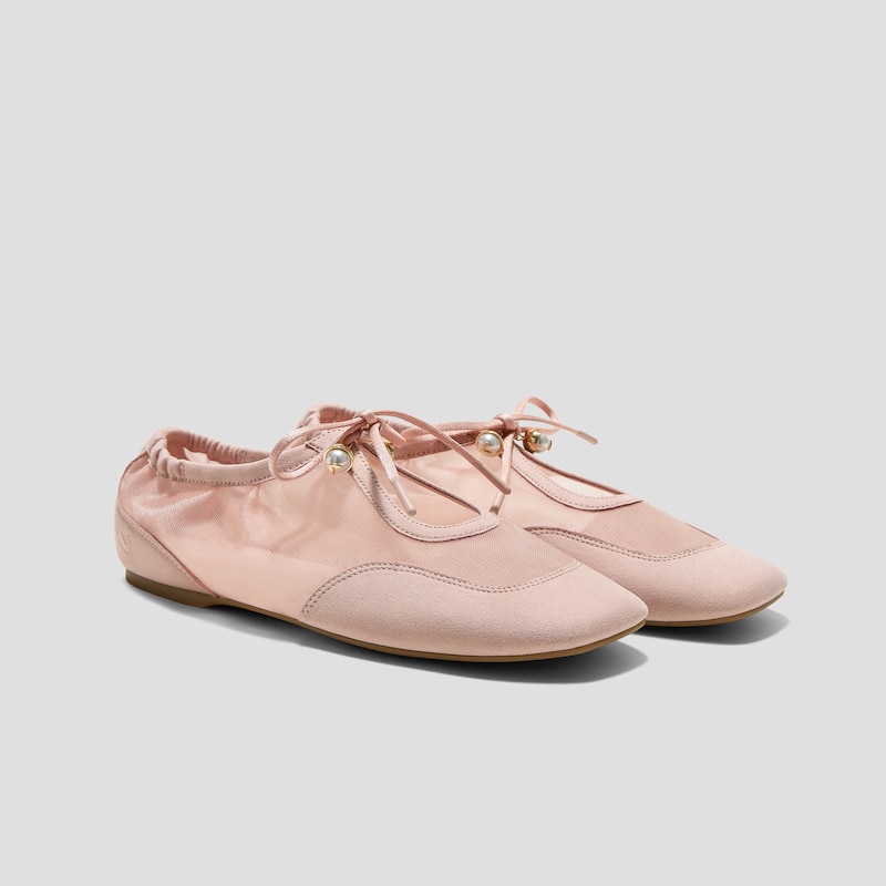 Square-Toe Organza Sneakerinas (Ciara), Peach Blush, EU40 | VIVAIA