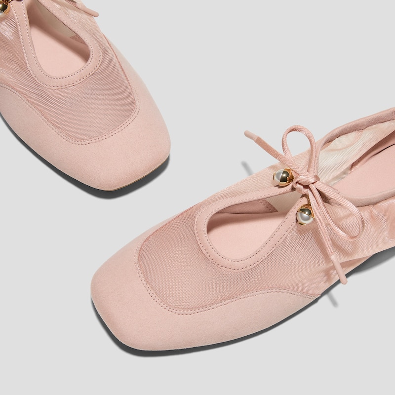 Square-Toe Organza Sneakerinas (Ciara), Peach Blush, EU40 | VIVAIA