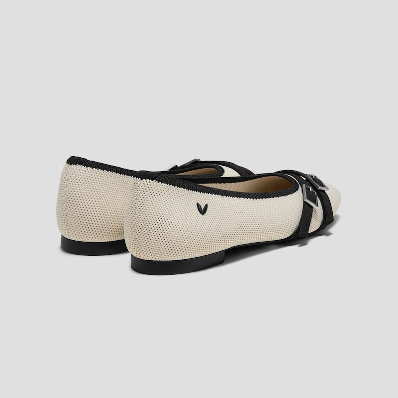 Square-Toe Margot™ Crisscross Flats (Marah), PALE APRICOT & BLACK, EU37 | VIVAIA