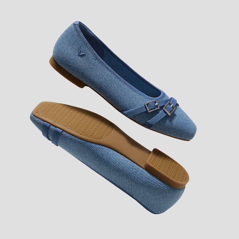 Square-Toe Margot™ Crisscross Flats (Marah), DENIM & VINTAGE, EU39 | VIVAIA