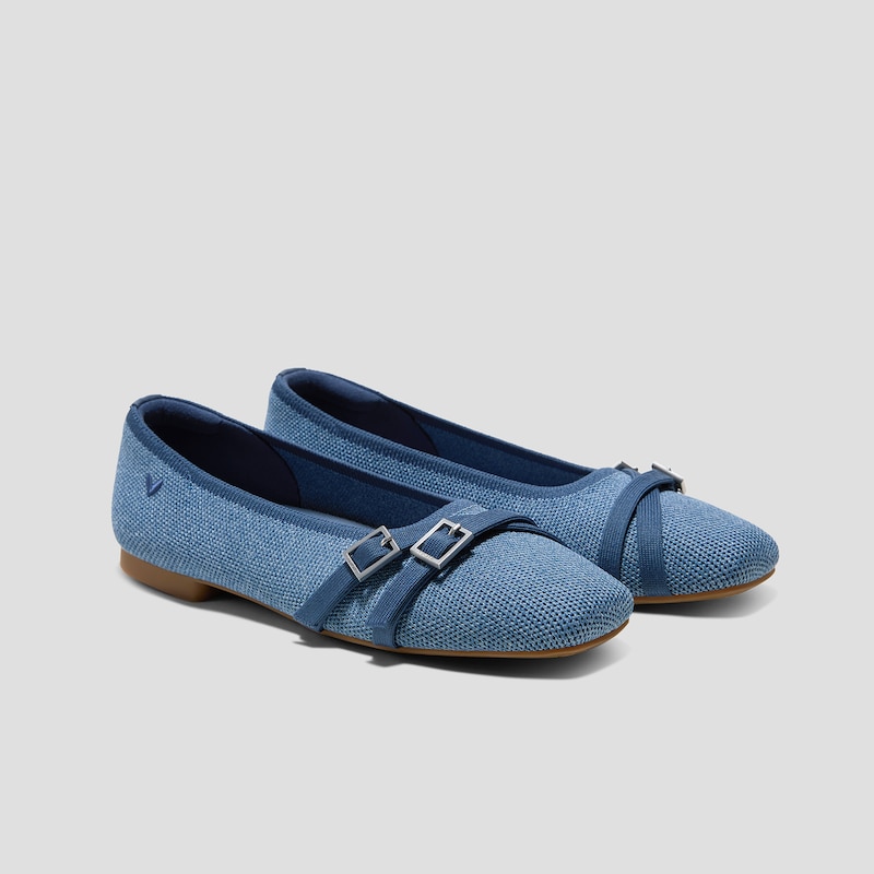 Square-Toe Margot™ Crisscross Flats (Marah), DENIM & VINTAGE, EU39 | VIVAIA