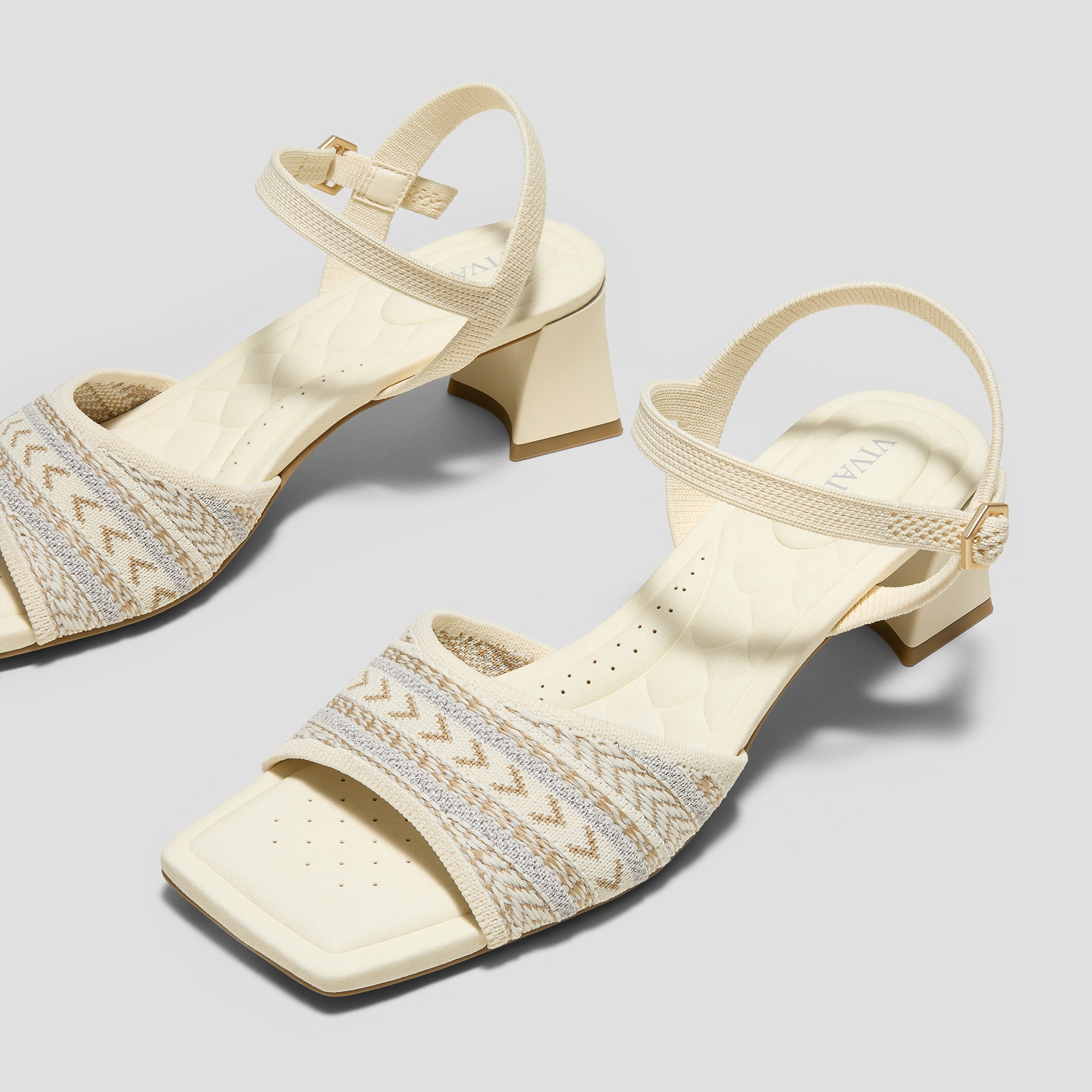 AdaptAll™ Square-Toe Sandals (Janine), ASHY THREAD, EU35 | VIVAIA